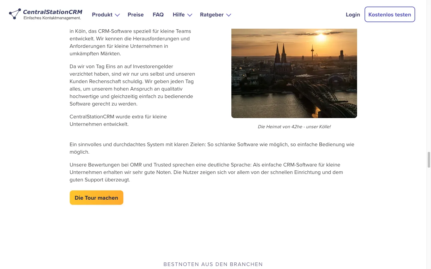 CentralStation CRM Webseite — Screenshot zum Test-Zeitpunkt
