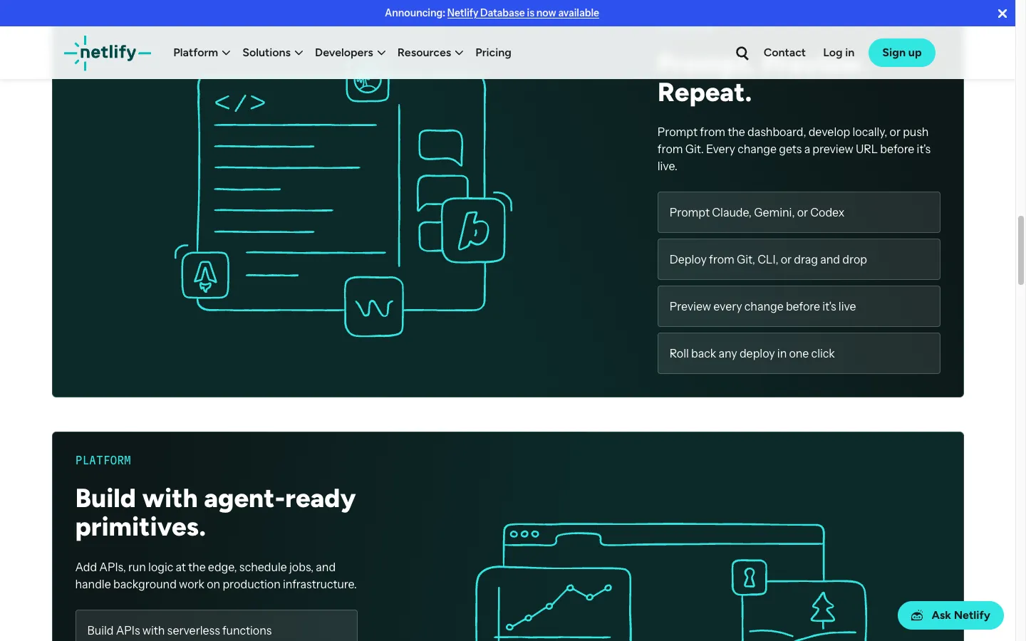 Netlify Webseite — Screenshot zum Test-Zeitpunkt