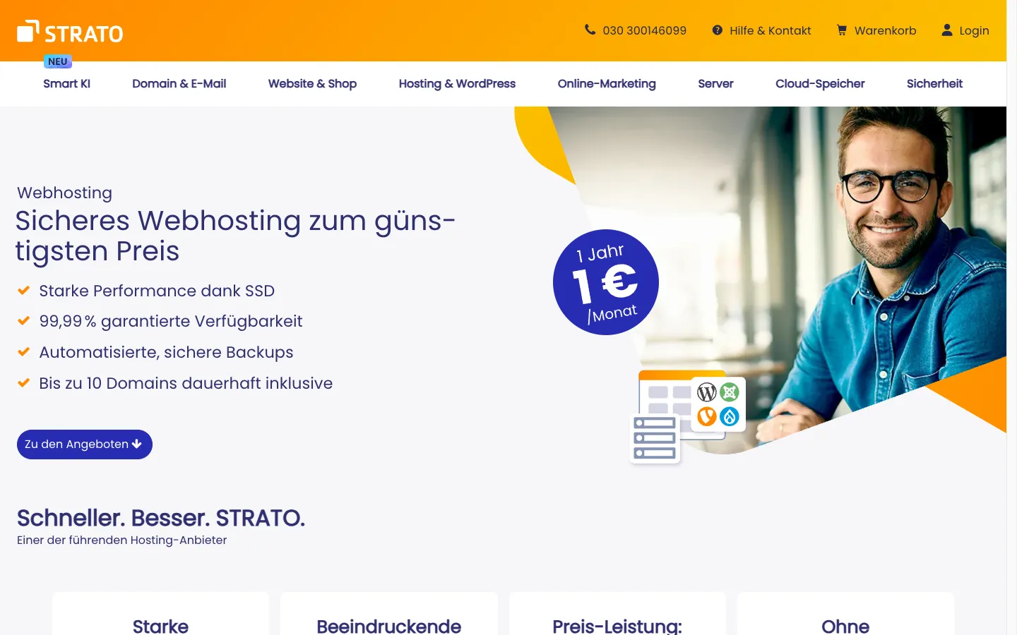 Strato Webseite — Screenshot zum Test-Zeitpunkt